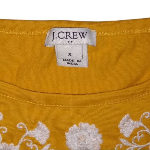 J.Crew Mustard Colored Top with White Embroidery Floral Pattern . 💛 - Picture 3 of 6